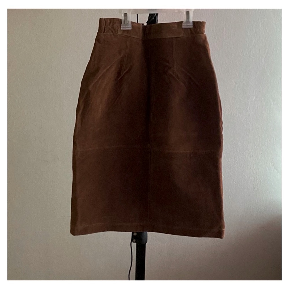 vintage rust brown suede leather midi skirt
